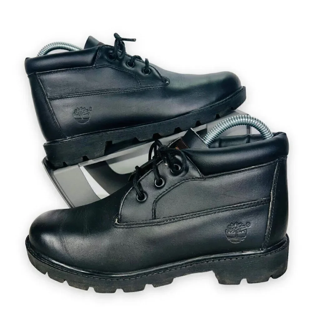Timberland Waterproof Chukka Boots Black Leather 10920 Youth 4.5M‎